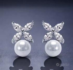 Orecchini con Perla e Zirconi Luxury Nozze