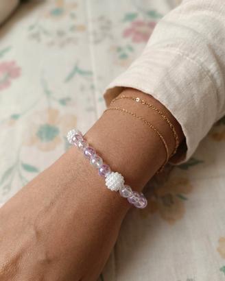 Bracciale artigianale rosa iridescente – Nuovo e F