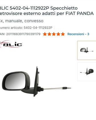 Specchietto retrovisore sinistro per Fiat Panda