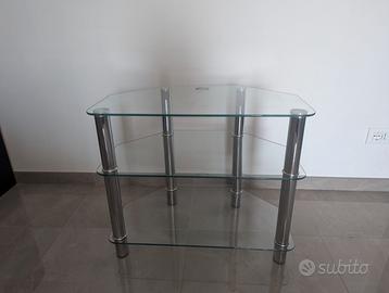 Mobile porta tv in vetro angolare – 3 ripiani