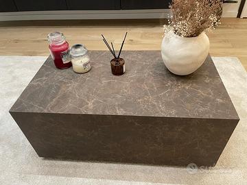 Tavolino da salotto moderno effetto marmo marrone