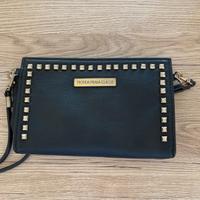 Mini borsa a tracolla nera con borche dorate Trope