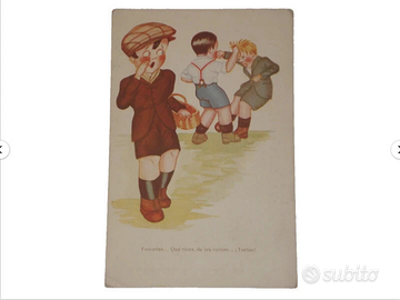 cartolina postale vintage con bambini anni 50 1950