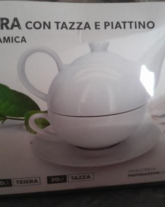 Coppia Set Tè "Tea for One" in Ceramica Bianca