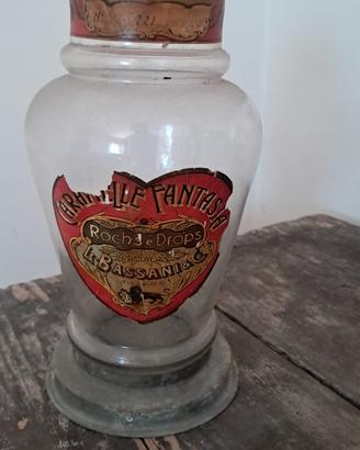 antico vaso in vetro da drogheria o farmacia ‘900