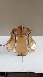 Lampadario anni 70 vetro fumé ambrato marrone