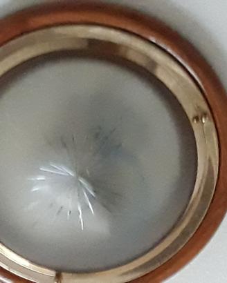 Plafoniera in vetro e legno