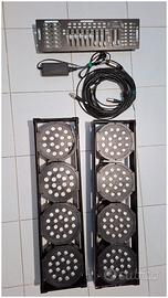 Sistema 8 Fari led + Mixer DMX + Cavi