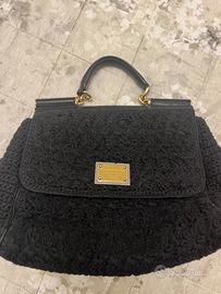 Borsa Dolce e Gabbana nera in macrame’ e pelle