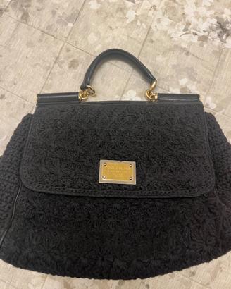 Borsa Dolce e Gabbana nera in macrame’ e pelle