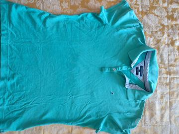 Polo turchese donna Tommy Hilfiger tg L slim fit