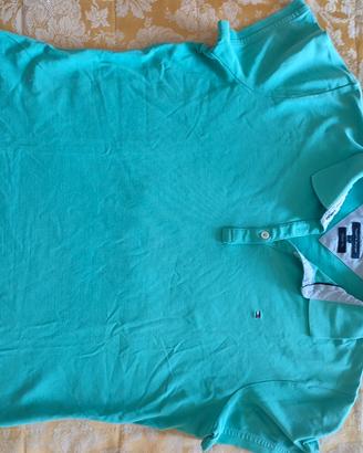 Polo turchese donna Tommy Hilfiger tg L slim fit