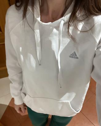 Felpa bianca con cappuccio Adidas unisex