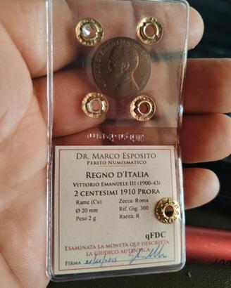 RARO 2 CENTESIMI PRORA 1910 QFDC 