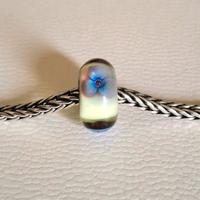 Trollbeads bead vetro Fiore antico blu verde