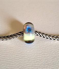 Trollbeads bead vetro Fiore antico blu verde