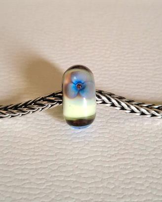 Trollbeads bead vetro Fiore antico blu verde
