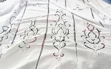 Tenda di cotone bianco tutta ricamata - 260x200