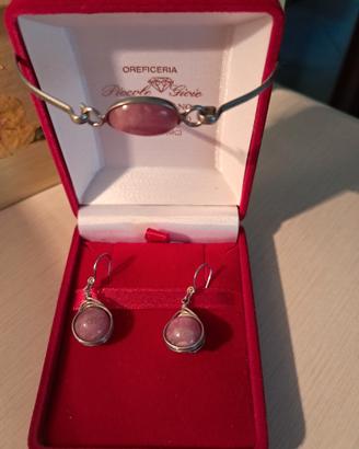 Set orecchini+bracciale  in rodocrosite