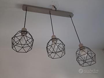 Lampadario a 3 luci stile industriale