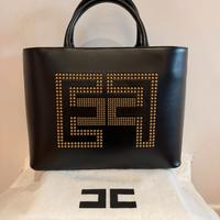 Borsa Elisabetta Franchi shopper logo borchiato