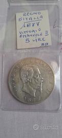 2 monete 5 lire 1876 1877
