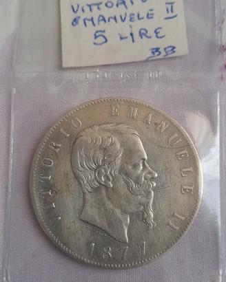 2 monete 5 lire 1876 1877