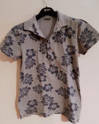 Polo uomo col  grigio  floreale YESZEE taglia M.