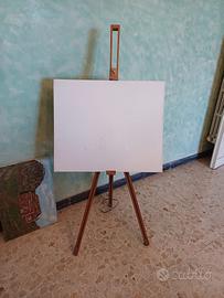 cavalletto da pittore in legno con 6 tele 