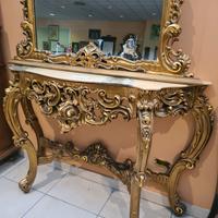 Consolle piano in onice con specchiera