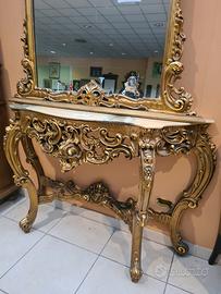 Consolle piano in onice con specchiera