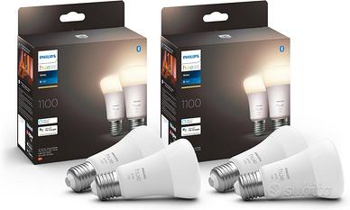 Philips Hue White 4 Lampadine Smart LED, Attacco E