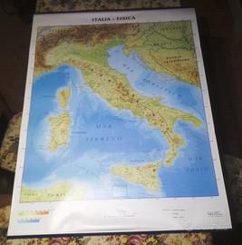 2 CARTINE MAPPE POSTER ITALIA Fisica Politica