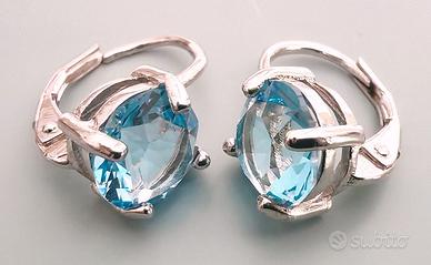 Orecchini Acquamarina Zirconi CZ Argento 925