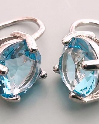Orecchini Acquamarina Zirconi CZ Argento 925