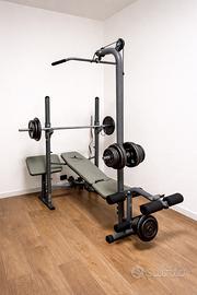 Panca multifunzione Domyos + bilancieri e pesi