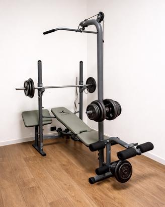 Panca multifunzione Domyos + bilancieri e pesi