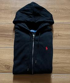 Felpa nera Polo Ralph Lauren vintage con cappuccio