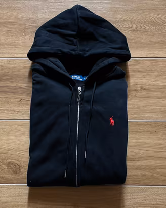 Felpa nera Polo Ralph Lauren vintage con cappuccio