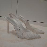 Tacchi Sposta Punta Bianchi Svarowski Artigianali