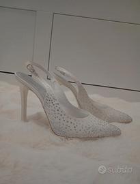 Tacchi Sposta Punta Bianchi Svarowski Artigianali