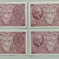 biglietto di Stato Lire Cinque Atena 1944