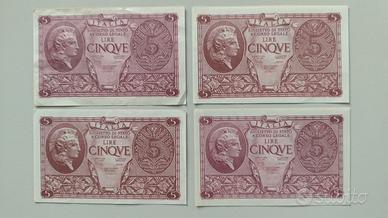 biglietto di Stato Lire Cinque Atena 1944