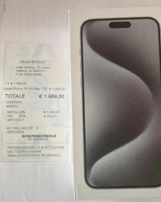 IPHONE 15 PRO MAX 1TB NERO