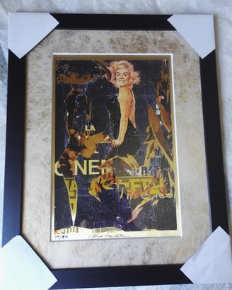 Quadro mimmo rotella su lastra metallica-marylin