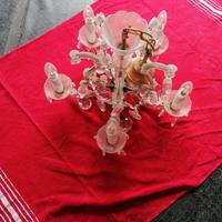 lampadario vetro e cristallo 5 luci