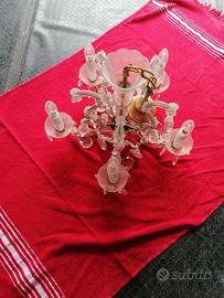 lampadario vetro e cristallo 5 luci