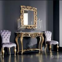 CONSOLLE E SPECCHIERA FOGLIA ORO