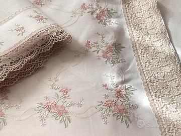 Lenzuola M/Lino 4 pz ricamo pizzo di Burano nuovo