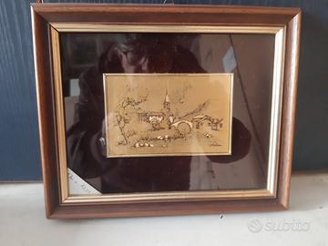 Quadretto vintage 20x25 realizzato in foglia oro.